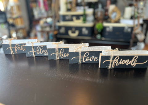 Matte Black Script Embossed Inspirational Tabletop Signs