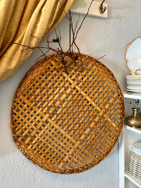 Vintage Winnowing Basket/ Tray 24”