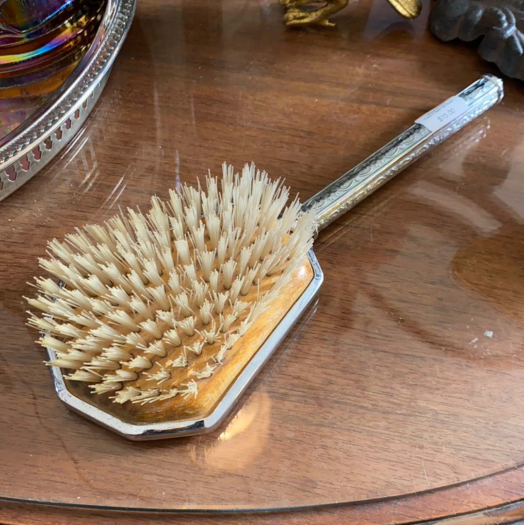 Vintage Art Deco Peach Silver Hair Brush The Magenta Rose House