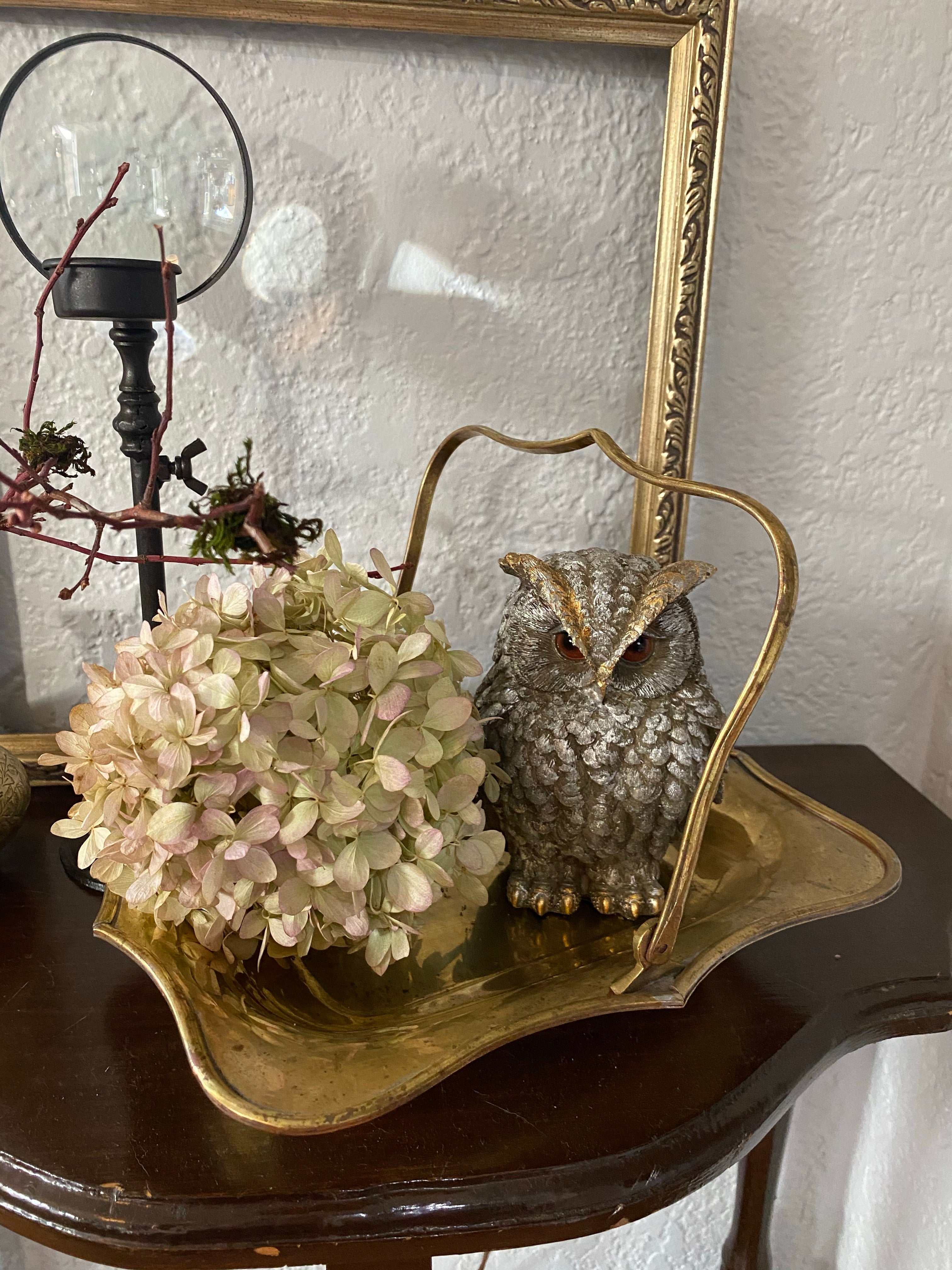Brass Rectangular Footed Catch All Basket