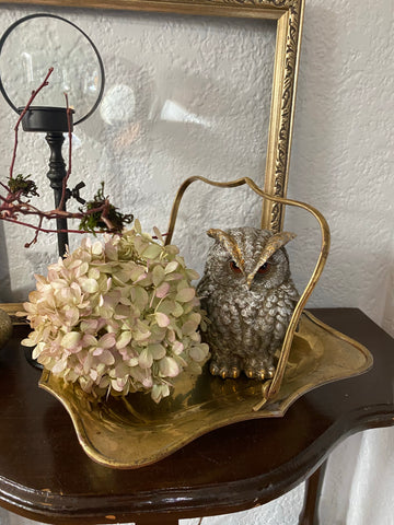 Brass Rectangular Footed Catch All Basket