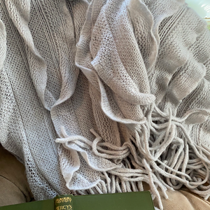 Grey Ruffle Throw w/ Fringe