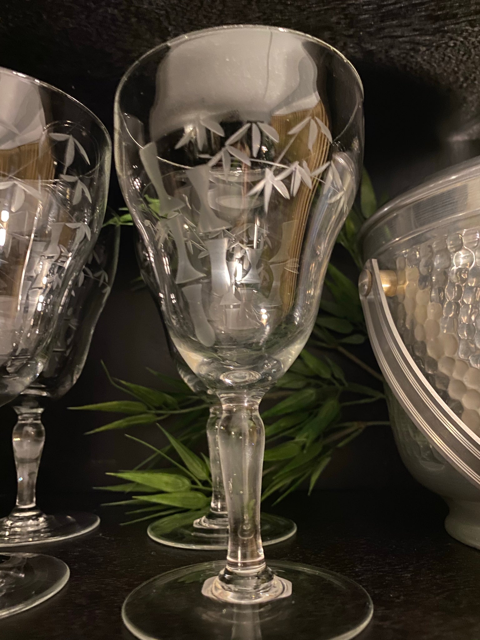 Vintage Sasaki / Noritake Bamboo Etched Crystal Glass