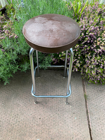 Brown Stool w/ Original Floral Vinyl