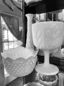 Vintage Fenton (Small) Hobnail Milk Glass Dish w/ Lid