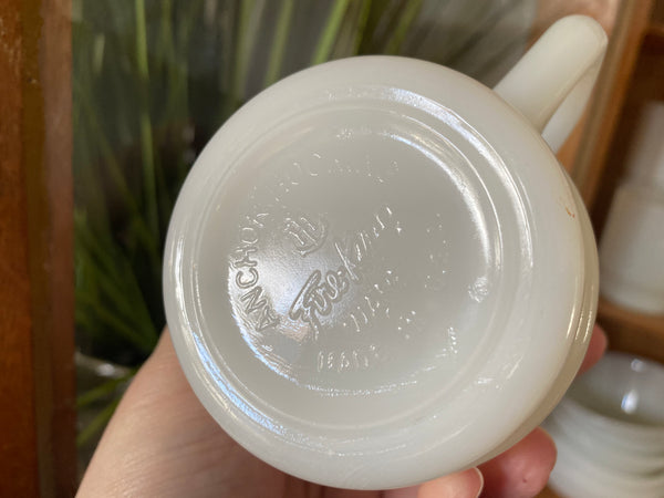 Milk Glass Stacking D Handle Mugs