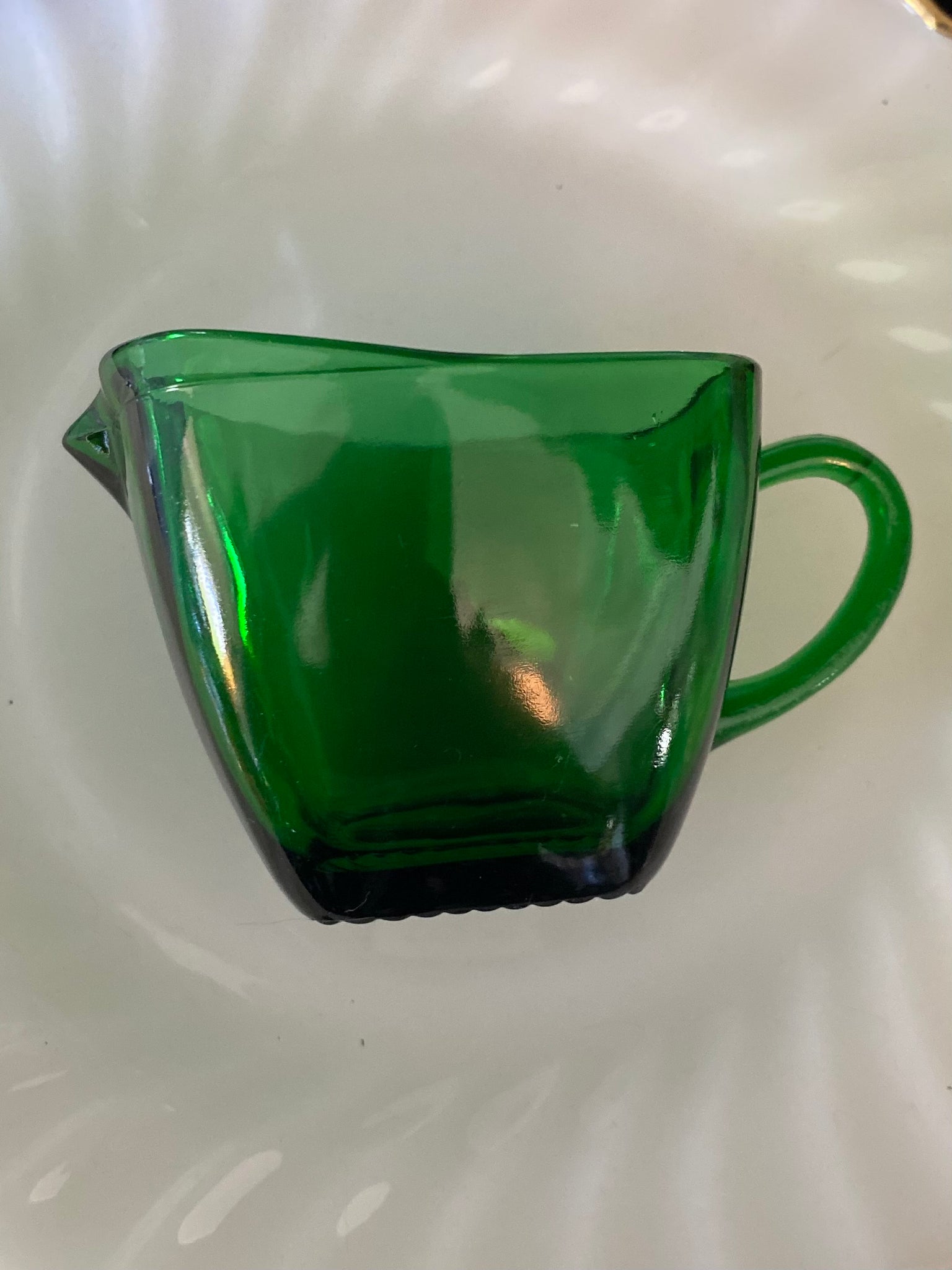Anchor Hocking Charm Forest/Emerald Green Square Creamer