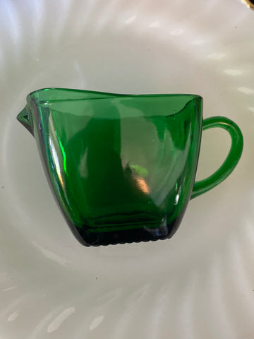 Anchor Hocking Charm Forest/Emerald Green Square Creamer