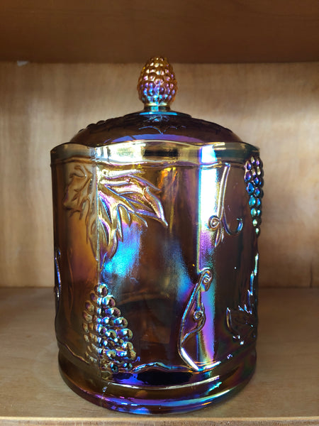 Amber Carnival Glass Cookie Jar