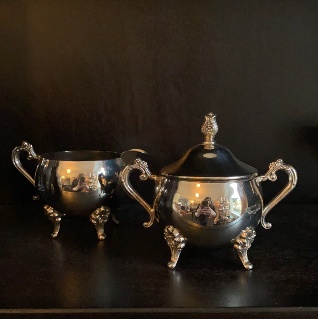 Vintage Leonard Silver Plate Creamer & Sugar