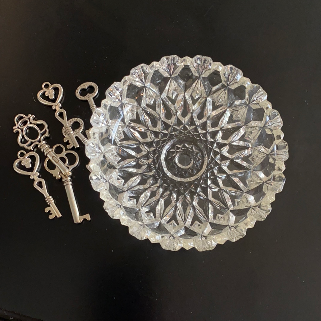 Vintage Precut Glass Trinket Dish