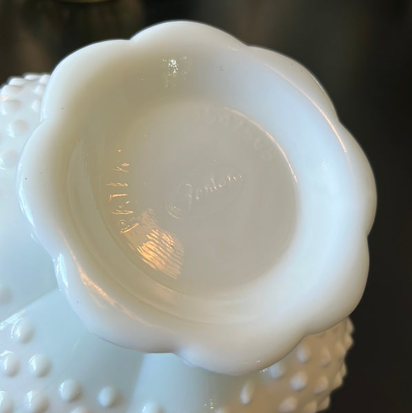 Vintage Fenton Milk Glass Hobnail Candle Holder