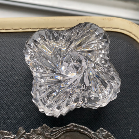 Vintage Square Lead Crystal Trinket Box