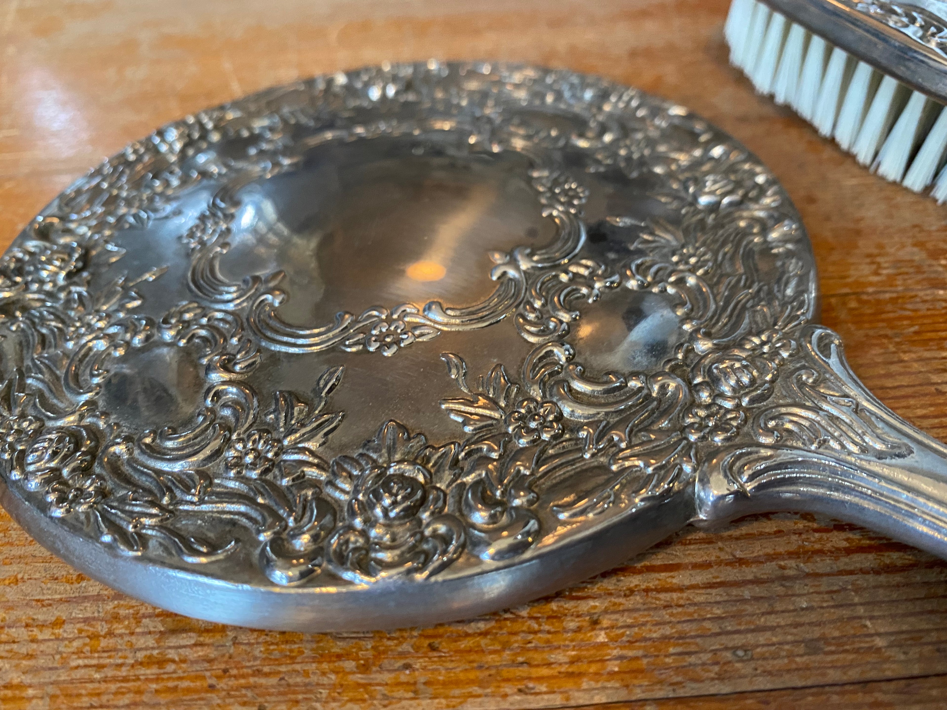 Vintage Silver Plated 3 pc Vanity Set