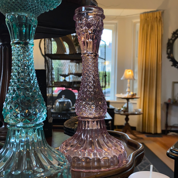 Vintage inspired glass candle holders