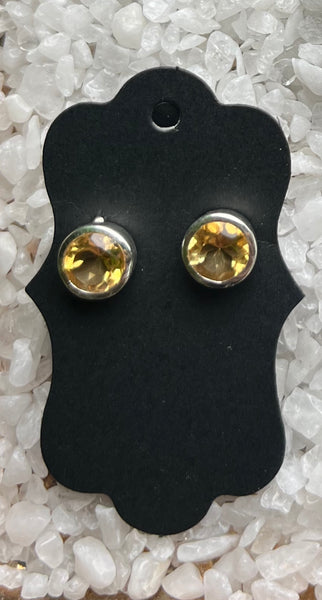 Silver Stud Earrings w/ Semi Precious Stones