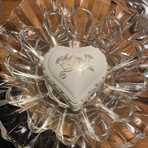Avon Milk Glass Heart w/ Doves