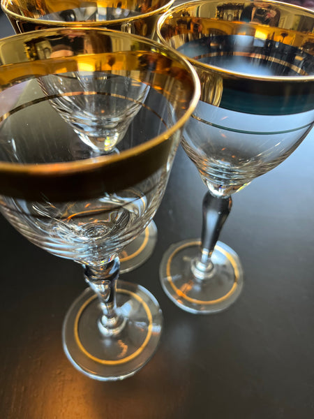 Vintage Crystal Mikasa Gold Rim Sherry/Port Glass