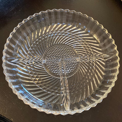 Vintage Libbey Clear Glass Divided Dish