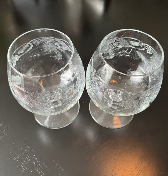 Clear Depression Glass Brandy Snifter Set