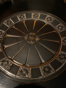 Pink Depression Glass fleur-de lis sandwich plate