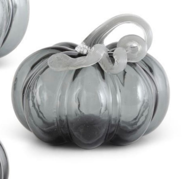 Grey Handblown Glass Pumpkins