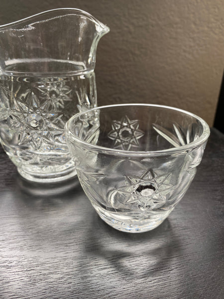 Vintage Anchor Hocking Cream & Sugar Starburst