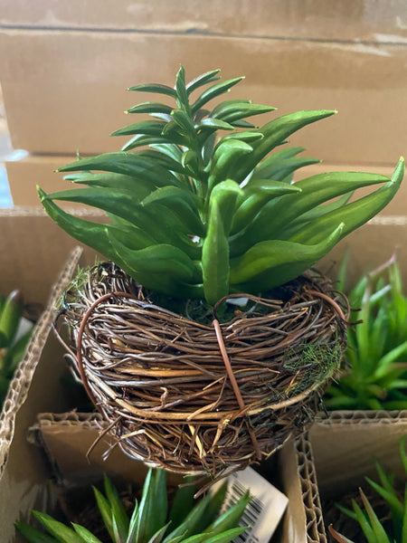 Small Faux Succulent in Twig Pot
