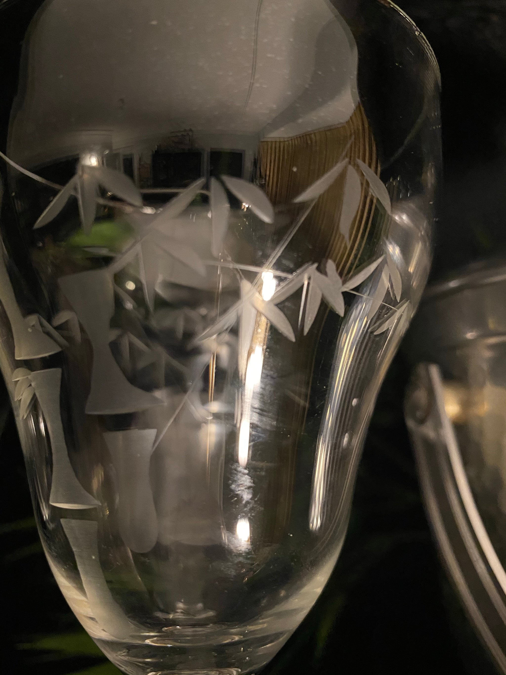 SASAKIacoustic ビンテージ　クリスタル Set of 3 Vintage Noritake Sasaki Crystal Etched Bamboo 3