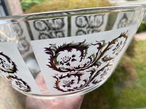 Mid Century Bowl w/ Gold & White Scrolls