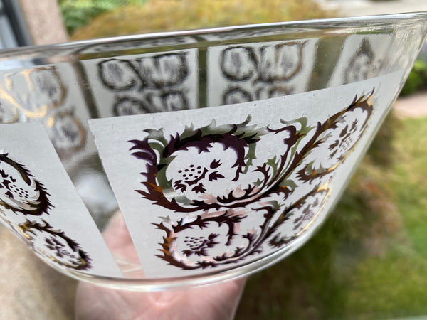 Mid Century Bowl w/ Gold & White Scrolls