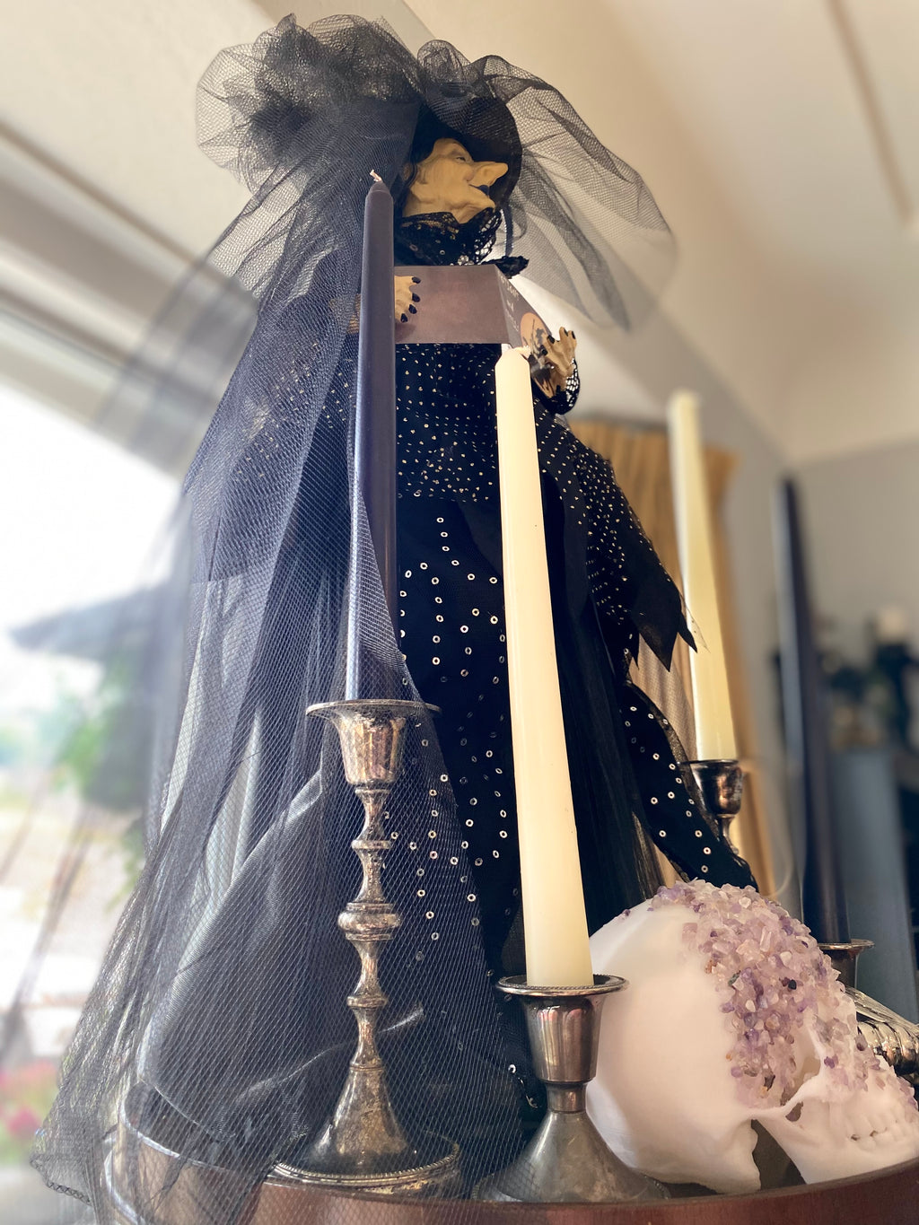 Winnie the Witch w/ Black Veil & Sequinned Dress