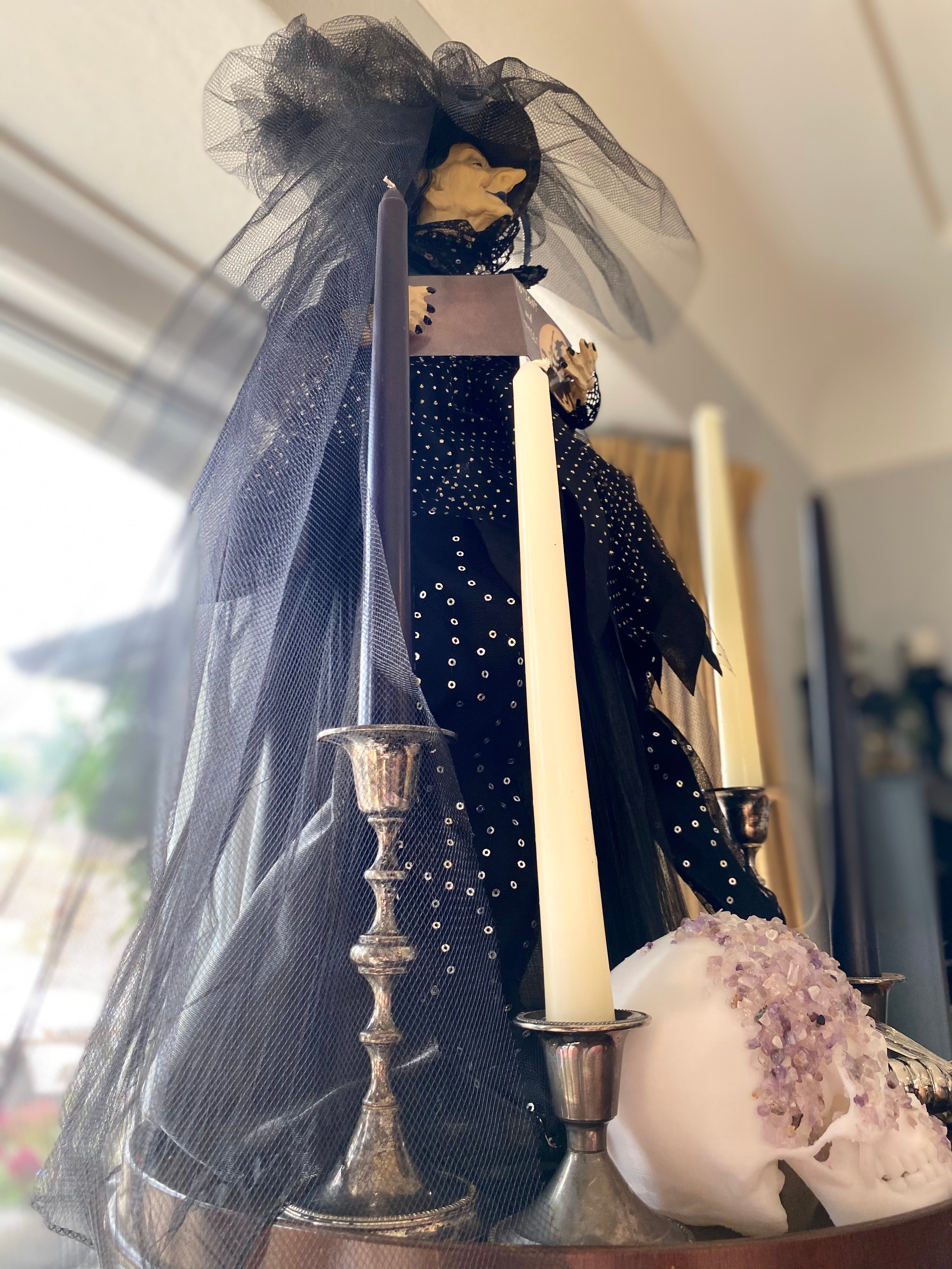 Winnie the Witch w/ Black Veil & Sequinned Dress