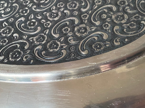 Vintage Stainless Oval Scroll Serving Dish