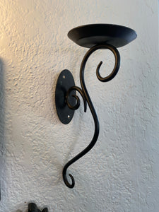 Black Wrought Iron Scroll Wall Candle Sconce