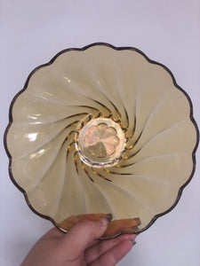 Hazel Atlas Amber Capri Swirl Pattern Bowl