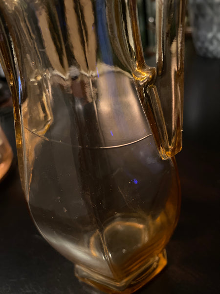 Pink Depression Glass Art Deco Hexagonal vase
