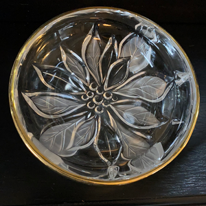 Vintage Mikasa Studio Nova Crystal Frosted Poinsettia Bowl