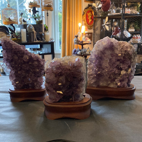 Amethyst Cluster on wood base Unique #3 - 5" to 8"