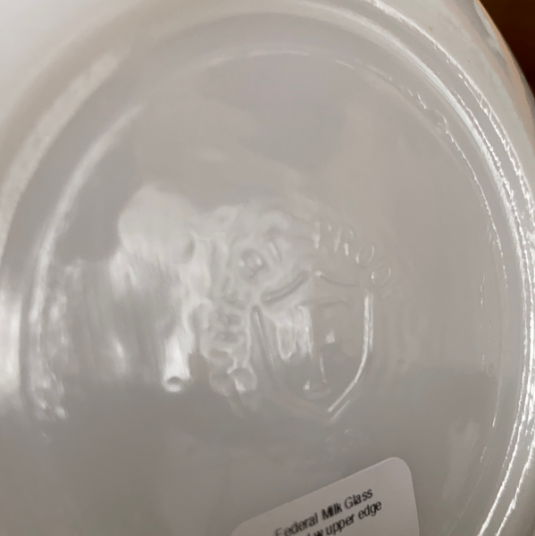 Federal Milk Glass 7” bowl w upper edge