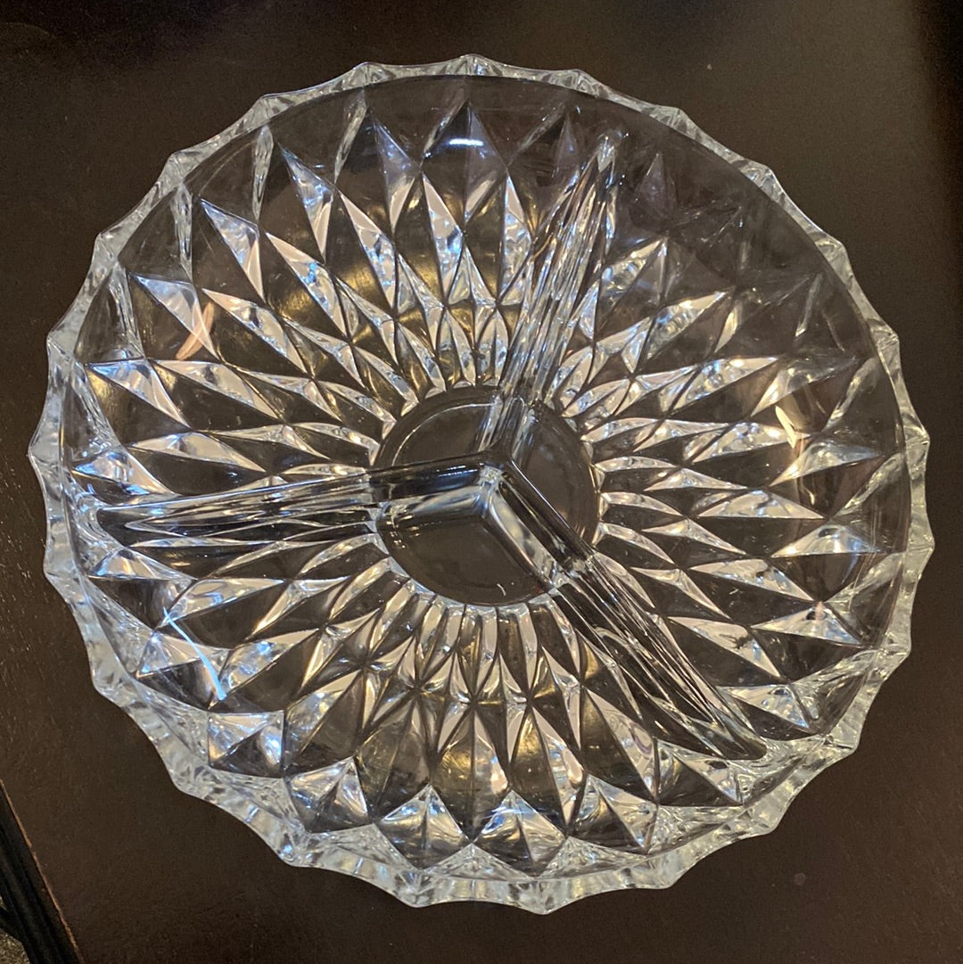 Vintage Crystal Divided Dish