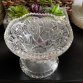 Vintage Pressed Glass Compote w/ Sawtooth Rim