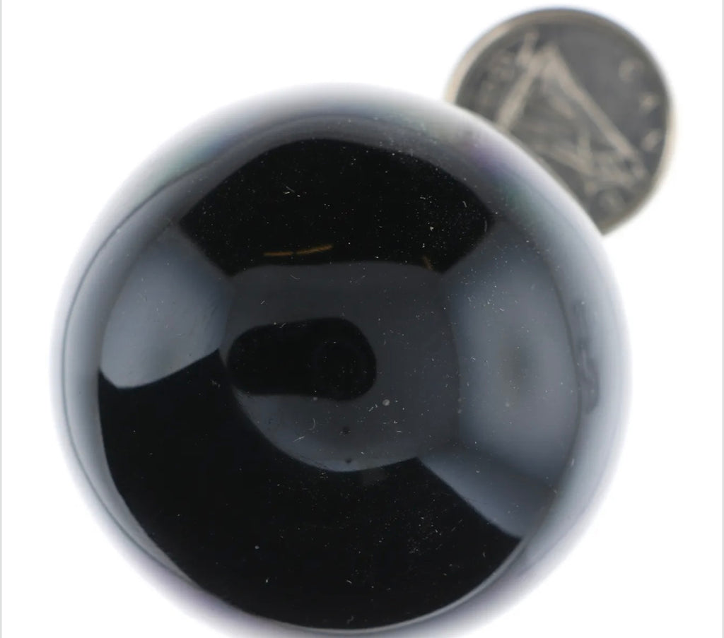 Rainbow Sheen Obsidian Orb & Sphere – Protection & Psychic Clarity Healing Crystal (XS, B Grade)