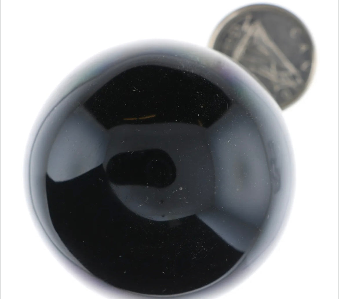 Rainbow Sheen Obsidian Orb & Sphere – Protection & Psychic Clarity Healing Crystal (XS, B Grade)