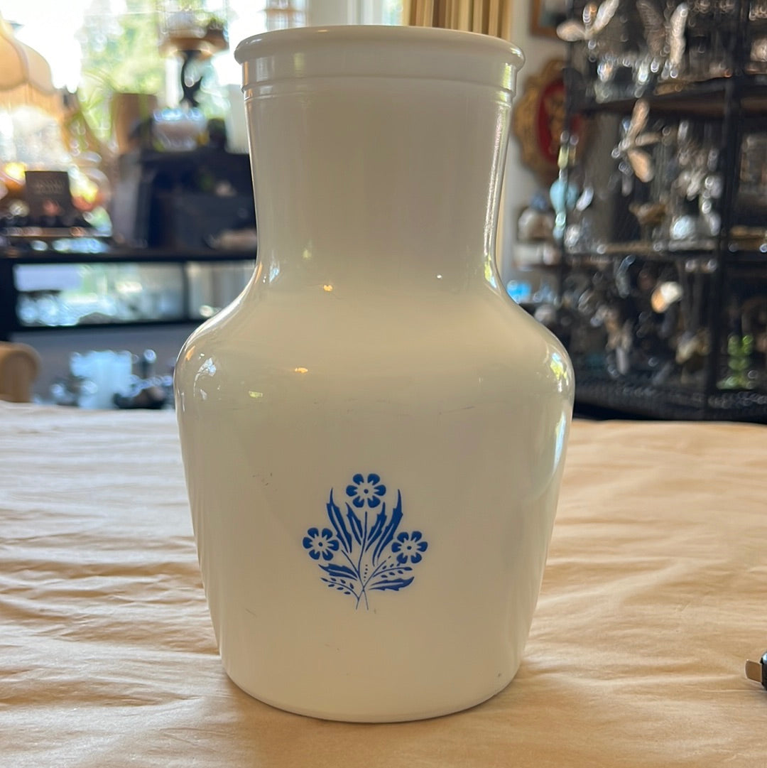 Vintage Milkglass Jug / Cornflower Blue Flowers