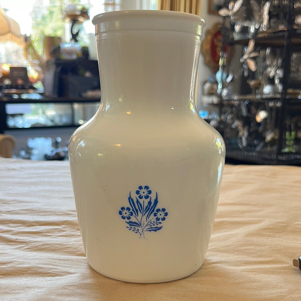 Vintage Milkglass Jug / Cornflower Blue Flowers