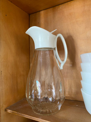 Vintage Log Cabin Glass Syrup Dispenser