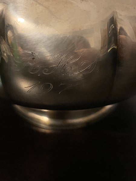 Vintage Silver flower bowl w/ Frog 318