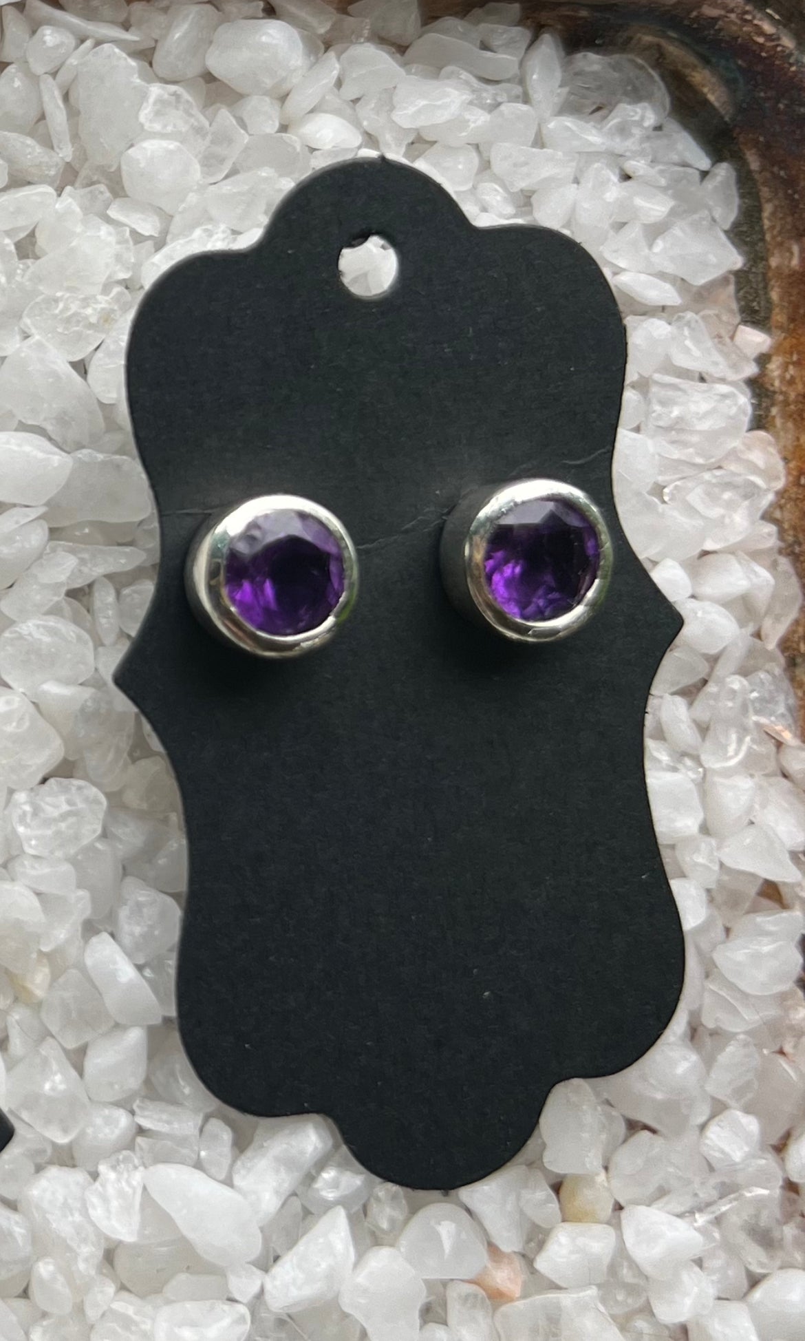 Silver Stud Earrings w/ Semi Precious Stones