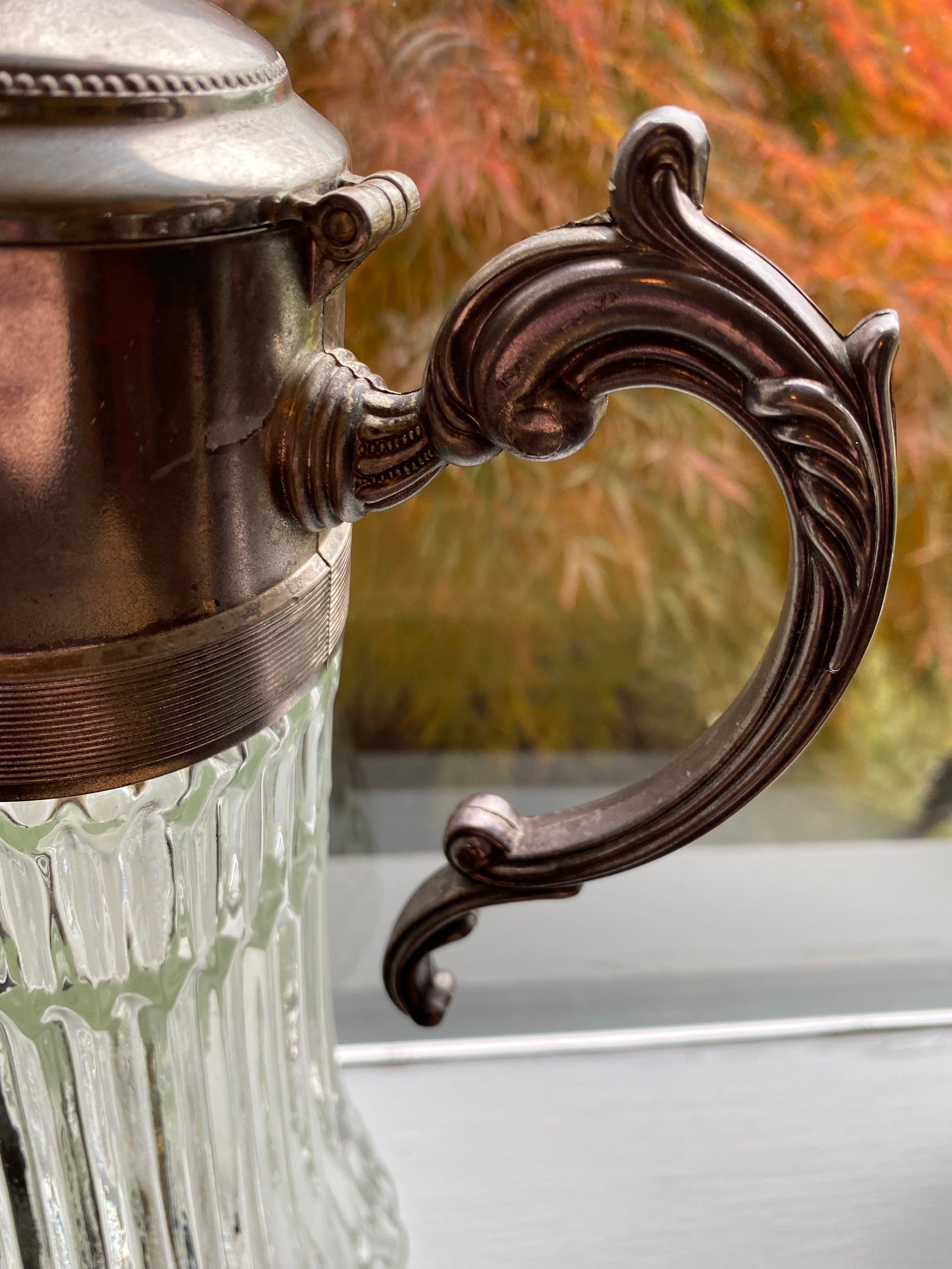 Italian Chill It Pitcher/ Claret ~ Silverplate w/ Diamond Crystal XL